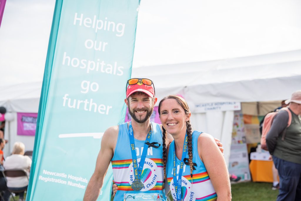 Amy and partner Dan at the Great north Run 2022