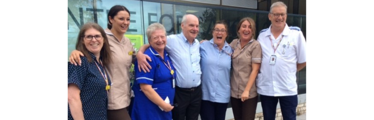 Andy Park and happy staff at Northern Centre for Cancer Care North Cumbria