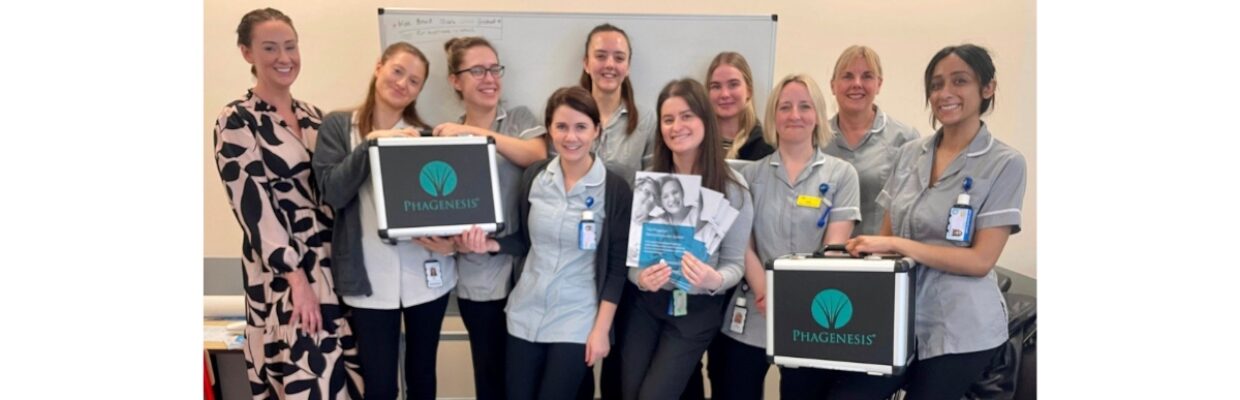 Healthcare professionals at Newcastle Hospitals with Phagenesis equipment.
