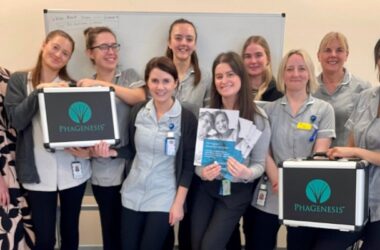 Healthcare professionals at Newcastle Hospitals with Phagenesis equipment.
