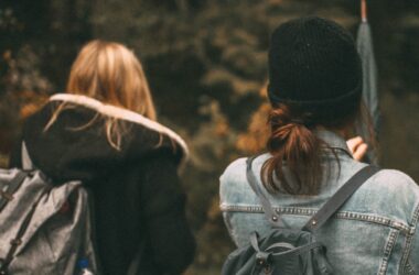 Two people walking.